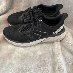 Hoka Black and White Athletic Shoes